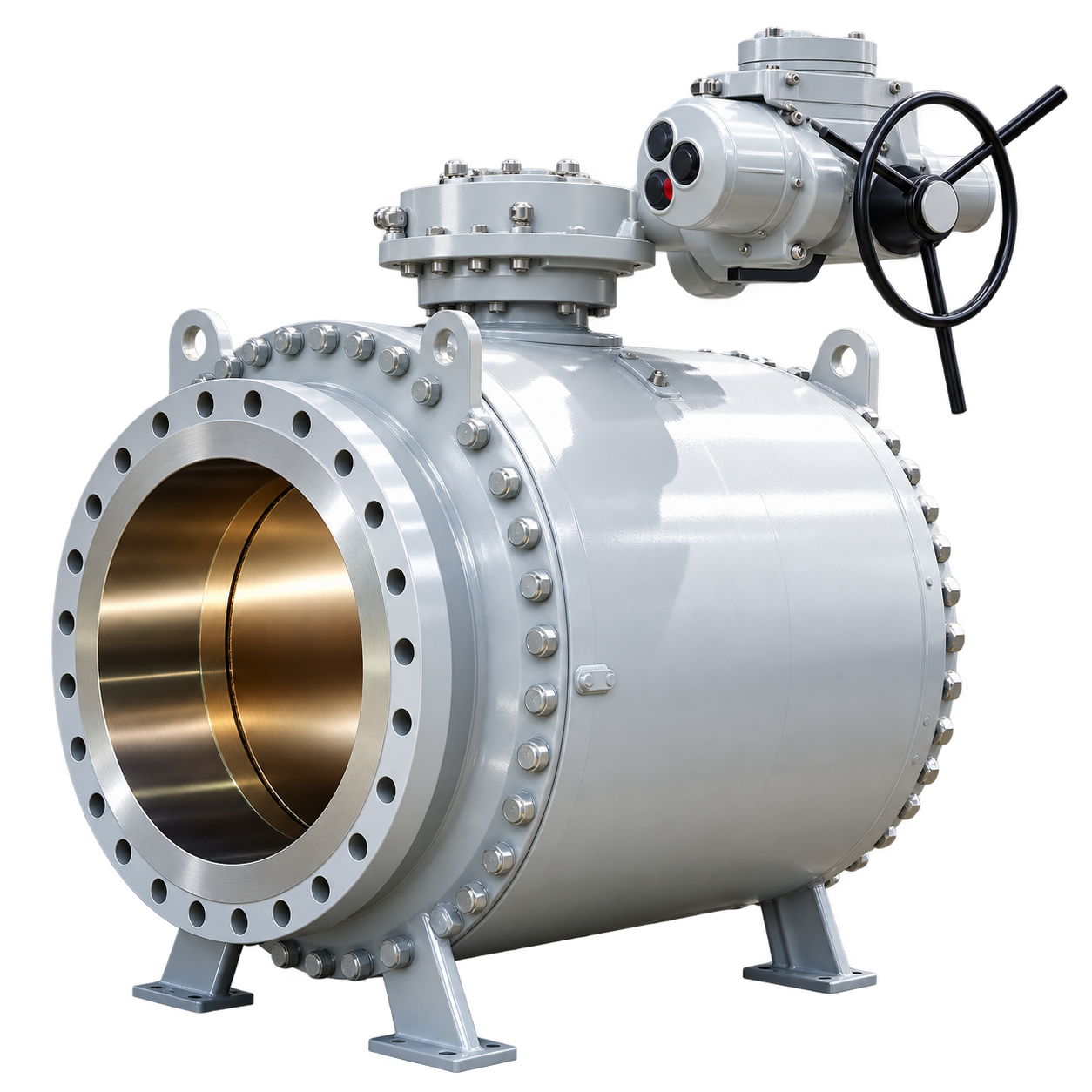 Pipeline ball valve with electric actuator and handwheel